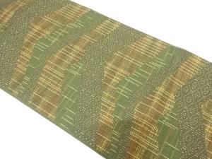 本場筑前博多　幾何学に花・古典柄織り出し　名古屋帯